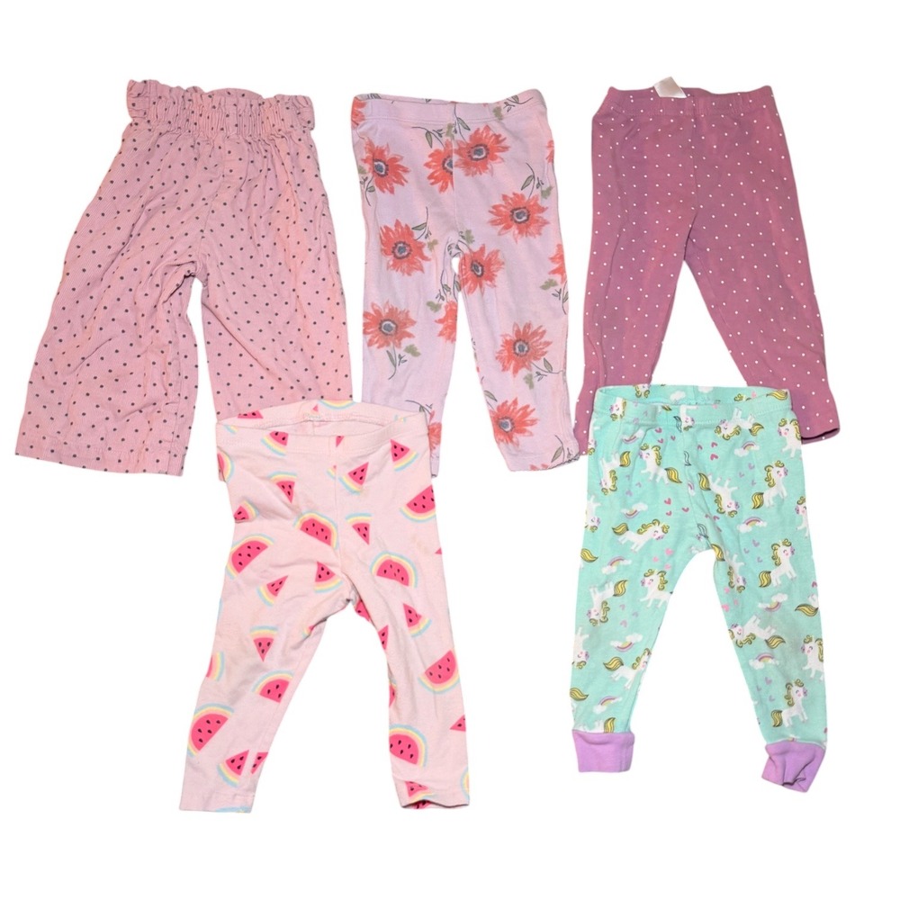 Leggings Pants Bundle Baby 12 Month Pink Multi Floral Unicorn 5 Pack